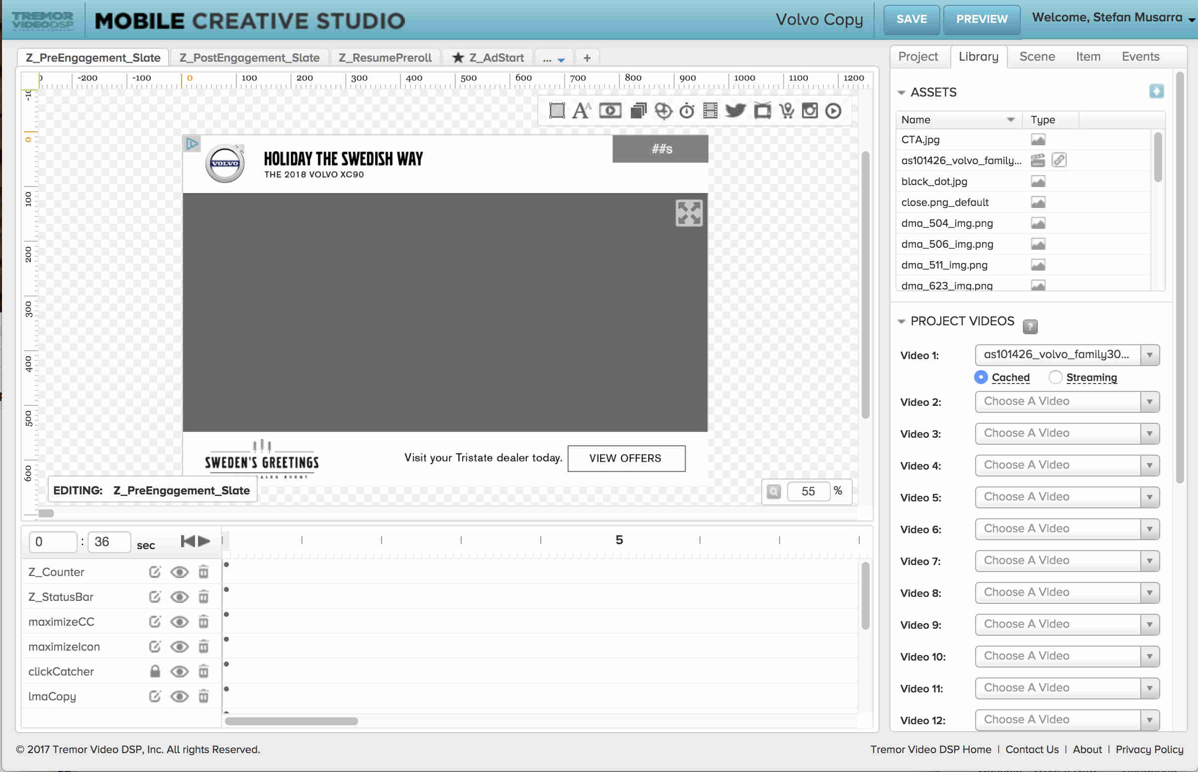 Screen Shot from Tremor Video Mobile Creative Studio Software